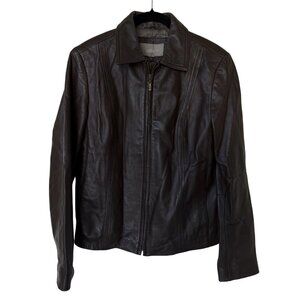 Croft & Barrow Brown Lambskin Leather Zip Jacket Size S-M